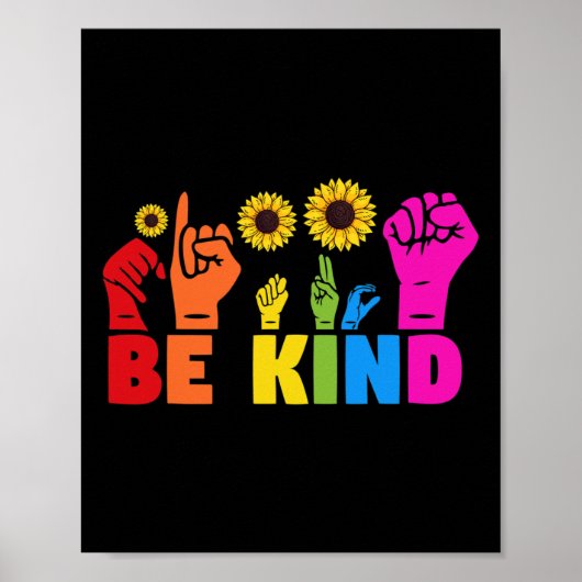 LGBT Rainbow Pride Maand ASL Be Kind Hand Teken L Poster (Voorkant)
