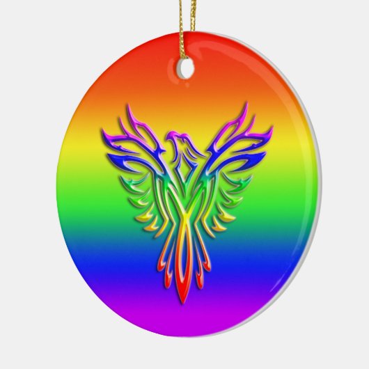 LGBT Rainbow Pride Phoenix Rising, met reliëfdruk Keramisch Ornament (Links)