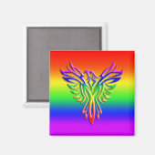 LGBT Rainbow Pride Phoenix Rising, met reliëfdruk Magneet (Voorkant / Achterkant)