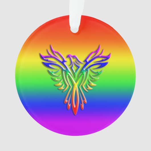 LGBT Rainbow Pride Phoenix Rising, met reliëfdruk Ornament (voorkant)