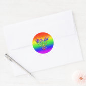 LGBT Rainbow Pride Phoenix Rising, met reliëfdruk Ronde Sticker (Envelop)