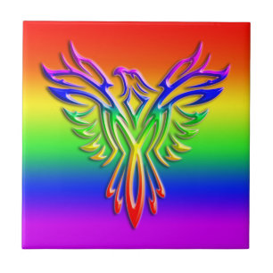 LGBT Rainbow Pride Phoenix Rising, met reliëfdruk Tegeltje
