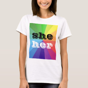 LGBT Rainbow Pride Vlag Voornaamwoord Zij/Haar T-shirt