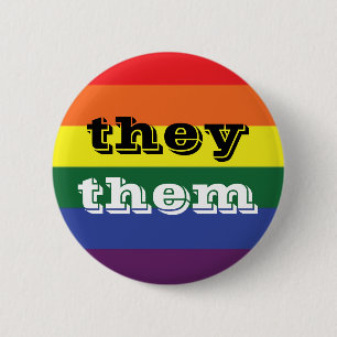 LGBT Rainbow Pride Vlagvoornaamwoord Button Zij/he