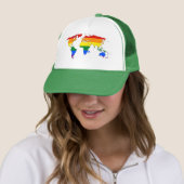LGBT rainbow pride world map Hat Trucker Pet (In situ)