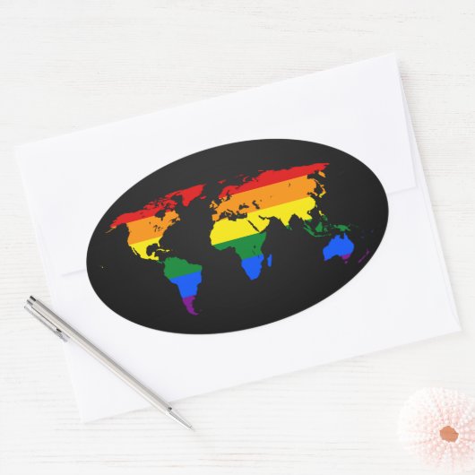 LGBT rainbow pride world map Stickers (Enveloppe)