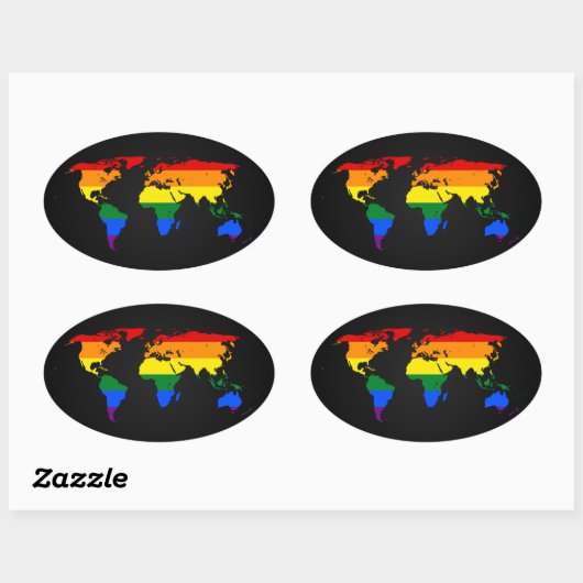 LGBT rainbow pride world map Stickers (Feuille)