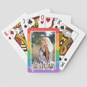 LGBT Rainbow Stripes Familie Penseelfoto Pokerkaarten