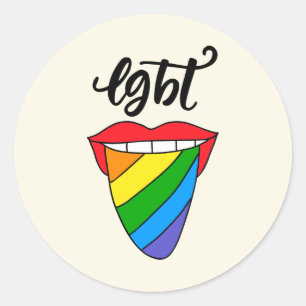 LGBT Rainbow Tongue Ronde Sticker