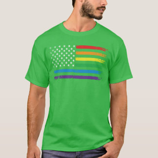 LGBT Regenboog Amerikaanse Vlag LGBTQ 4 juli Homos T-shirt