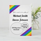 LGBT regenboog bruiloft uitnodiging (Staand voorkant)