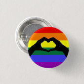 LGBT Regenboog en Hart Hand Silhouet Ronde Button 3,2 Cm (Voorkant /achterkant)