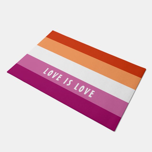 LGBT regenboog Lesbian Pride Flag Aangepaste Tekst Deurmat (Schuin)