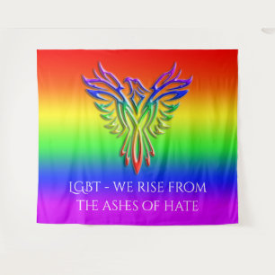 LGBT-regenboog - Phoenix, ingegraveerd, slogan Wandkleed