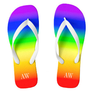 LGBT Regenboog Pride Vlag Ombre Strepen Initialen Teenslippers