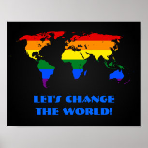 LGBT regenboog trots wereldkaart poster