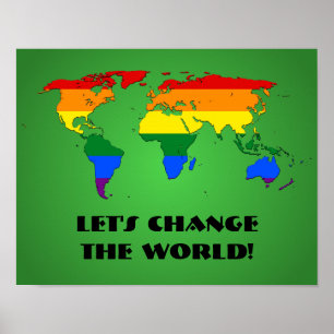 LGBT regenboog trots wereldkaart poster