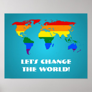 LGBT regenboog trots wereldkaart poster