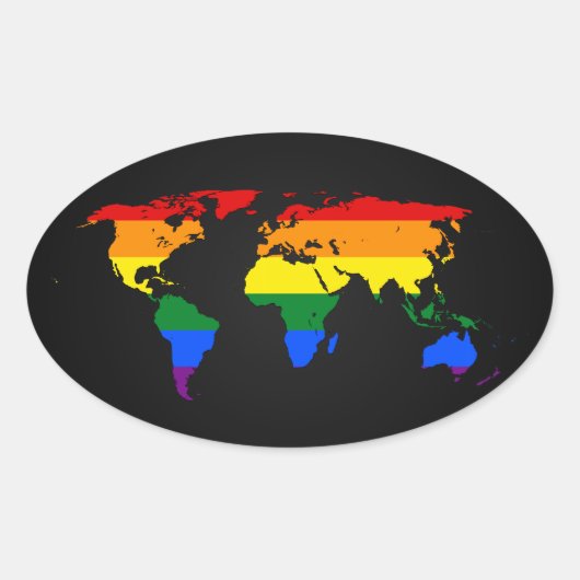 LGBT regenboog trots wereldkaart Stickers (Voorkant)