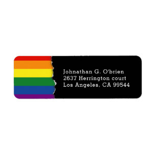 LGBT Regenboog Vlag Teruggaveadres zwart Etiket