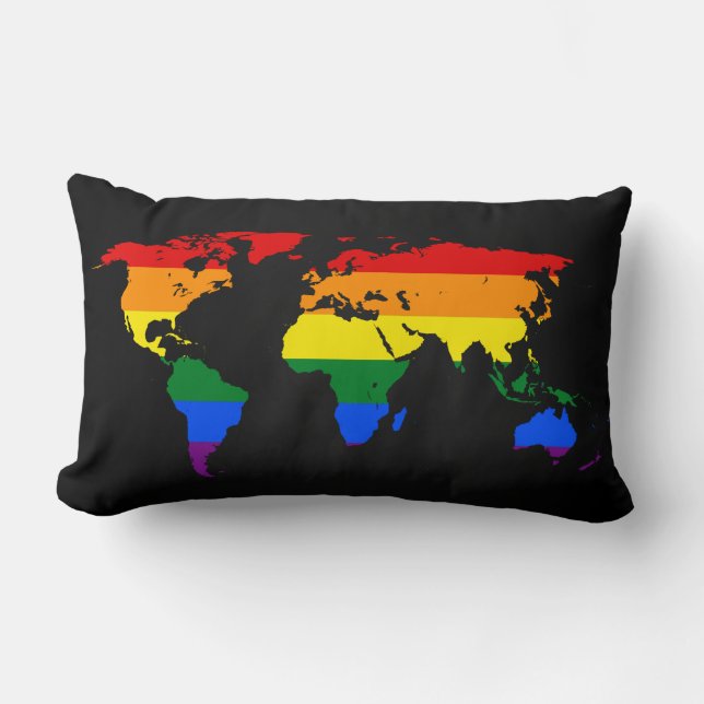 LGBT-regenboogpride wereldkaart Pillow Kussen (Voorkant)