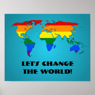 LGBT regenboogpride wereldkaart poster