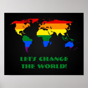 LGBT regenboogpride wereldkaart poster