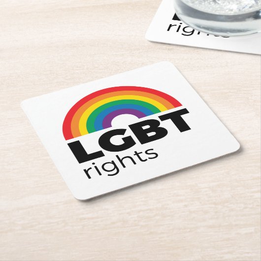LGBT Rights Rainbow Vierkante Kartonnen Onderzetter (Schuin)
