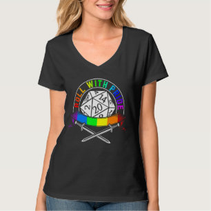 Lgbt Roll With Pride D20 Rpg Tabletop Gay and Lesb T-shirt
