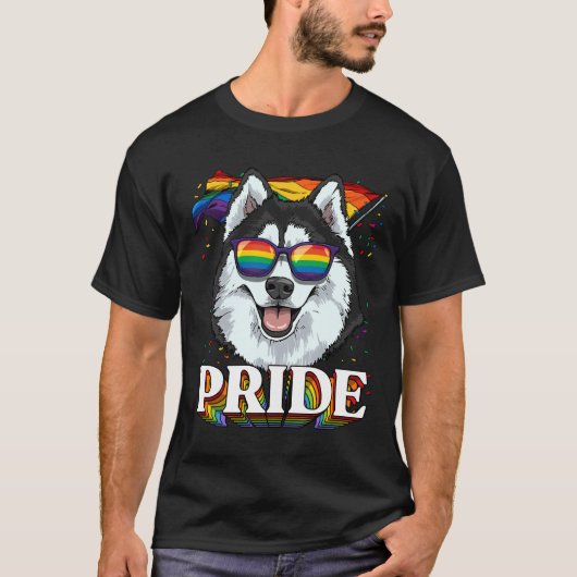 Lgbt Siberian Husky Gay Pride Lgbetq Rainbow Flag T-shirt (Voorkant)