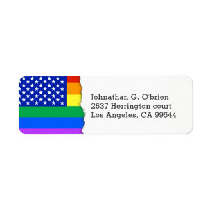 LGBT Thema American Flag Retouradres Etiket