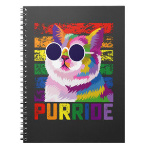 LGBT Tie Dye Pride Cat Purride Gay Rainbow Retro Notitieboek