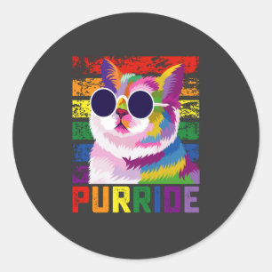 LGBT Tie Dye Pride Cat Purride Gay Rainbow Retro Ronde Sticker