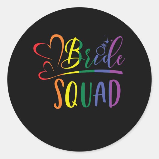 LGBT Trouwfeest Bruidsmeisjes Lesbisch Ronde Sticker (Voorkant)