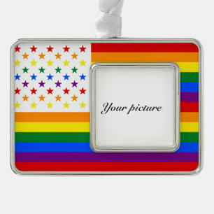 LGBT USA VERZILVERD KADER ORNAMENT