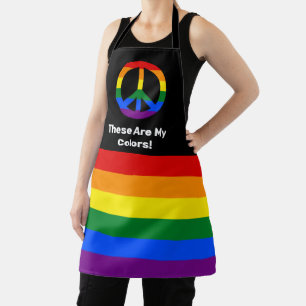 LGBT-vlag en -vredesteken met aangepaste tekst Schort
