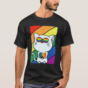 Lgbt Vlag Gay Pride Maand Regenboog Cute Kat Met L T-shirt