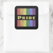 LGBT-vlag in nood zwart en tekstpride Vierkante Sticker (Tas)