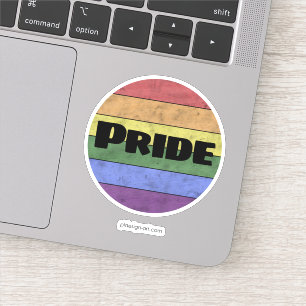  LGBT-vlag in nood zwarte tekst Pride Sticker