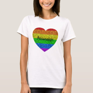 LGBT-vlag levendige glitters hart liefde Personali T-shirt