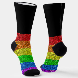 LGBT-vlag levendige regenboog glitters glans op zw Sokken