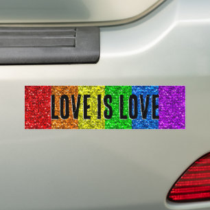 LGBT vlag levendige Sparkle Love tekst aanpassen Bumpersticker