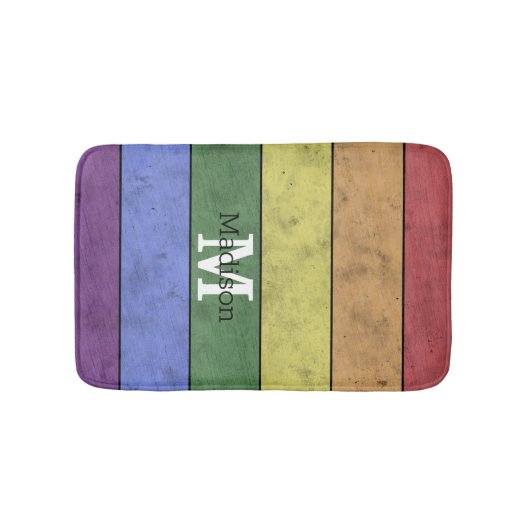 LGBT-vlag: ongeremde regenboogmonogram Badmat (Voorkant)