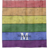  LGBT-vlag: ongeremde regenboogmonogram Douchegordijn (Voorkant)