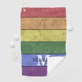  LGBT-vlag: ongeremde regenboogmonogram Golfhanddoek (Insitu)
