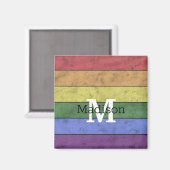 LGBT-vlag: ongeremde regenboogmonogram Magneet (Voorkant / Achterkant)