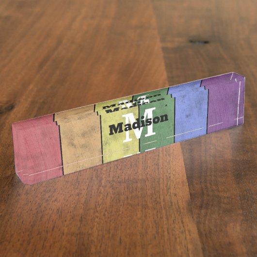  LGBT-vlag: ongeremde regenboogmonogram Naambordje (Zijkant)