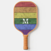 LGBT-vlag: ongeremde regenboogmonogram Pickleball Paddle (Voorkant)