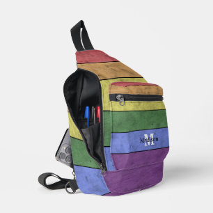 LGBT-vlag: ongeremde regenboogmonogram Sling Bag