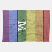 LGBT-vlag: ongeremde regenboogmonogram Theedoek (Horizontaal)